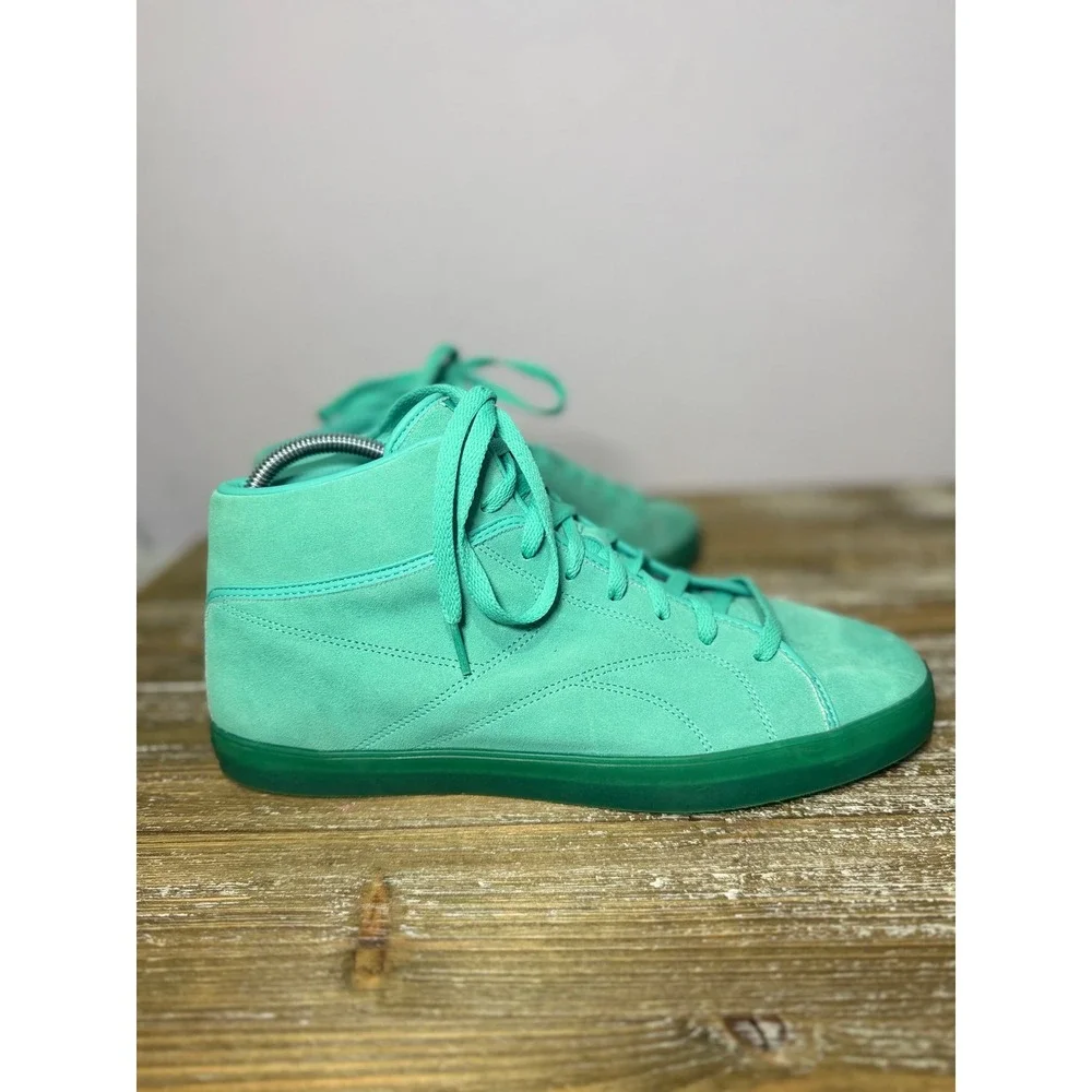 Reebok High Top Mid Teal Suede Casual Retro Sneakers Mens Streetwear Size 13